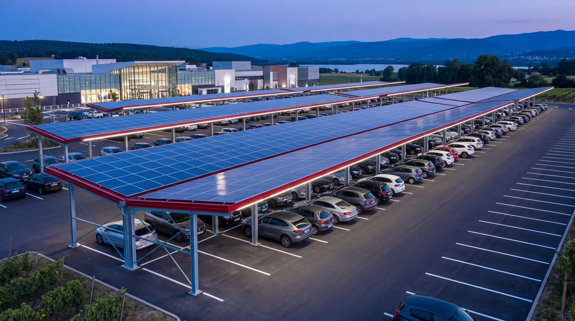 Ombrières photovoltaïques sur un parking