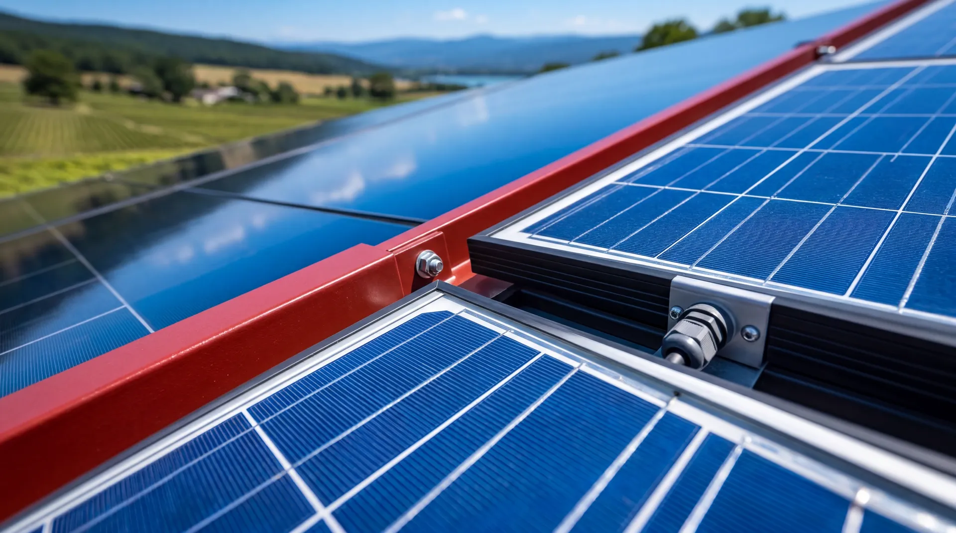 Détail de panneaux photovoltaïques Electricom