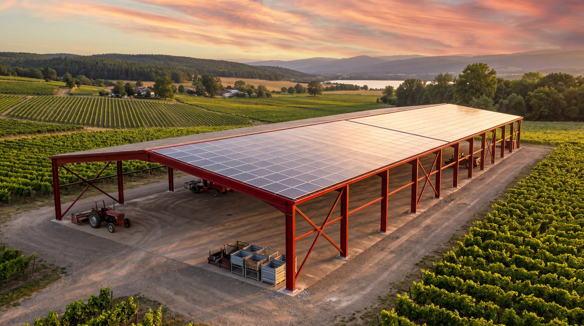 Hangar solaire en contexte agricole